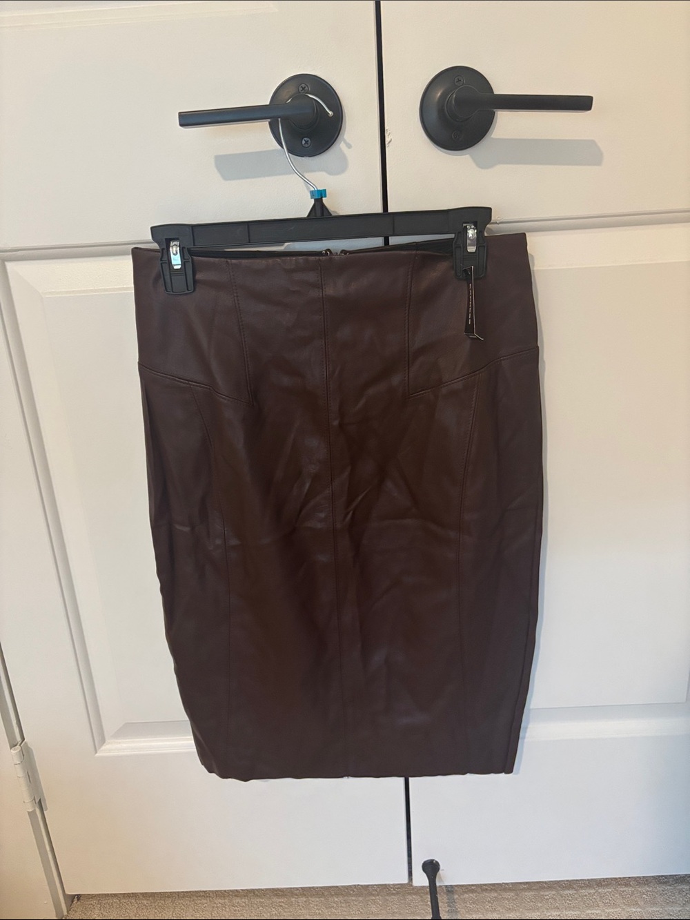 Express Dark Brown Faux Leather Pencil Skirt